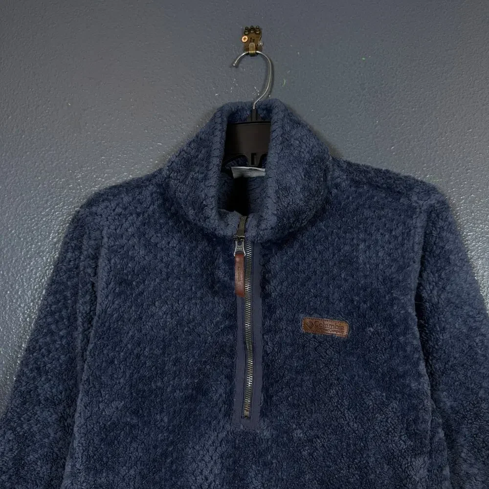 Columbia M women’s blue fleece full zip sweatshirt outdoor hiking